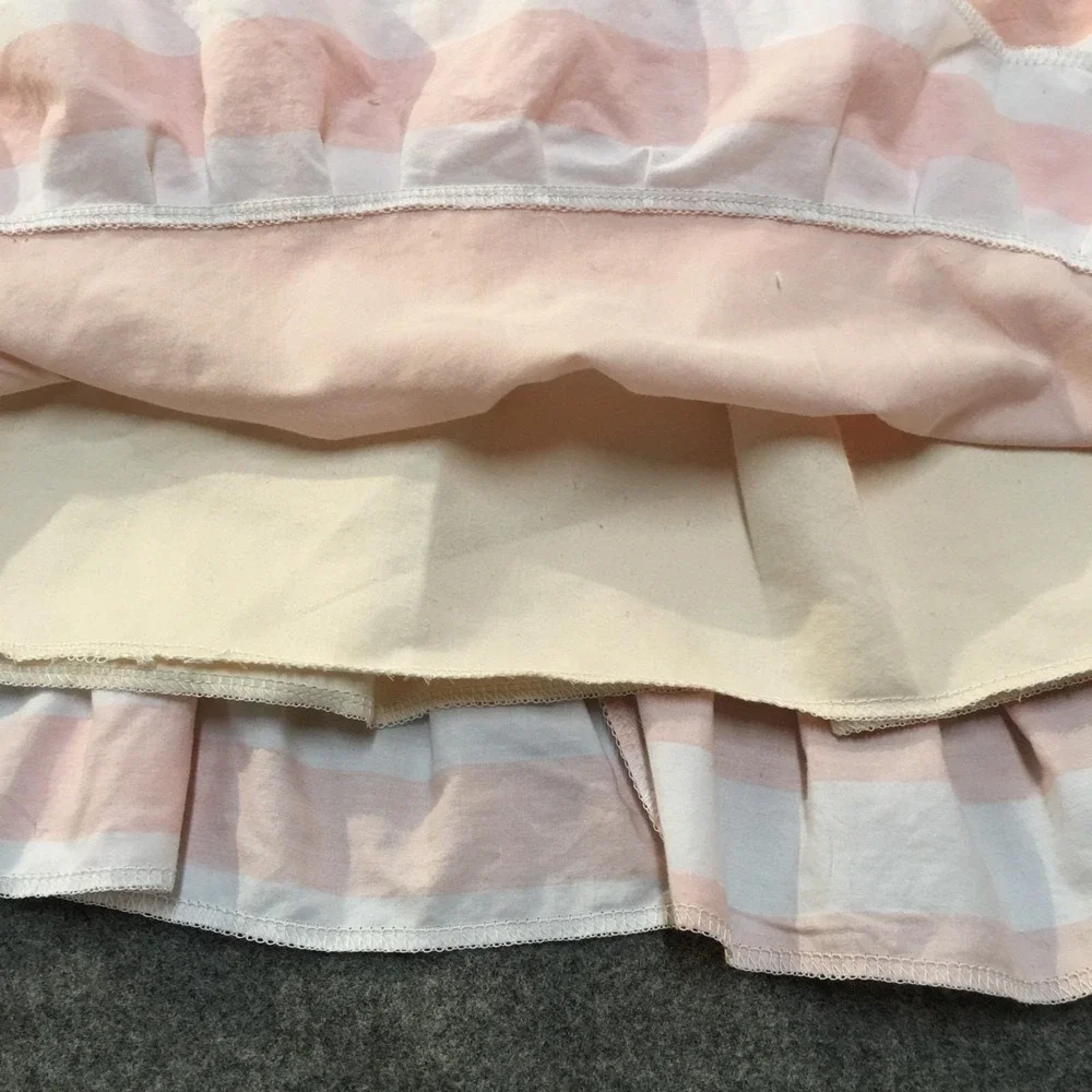 Skirt Girls‎ 4 100% Cotton Maxi Lined Pink Stripe Ruffle Tier Mom and Pop's Kids